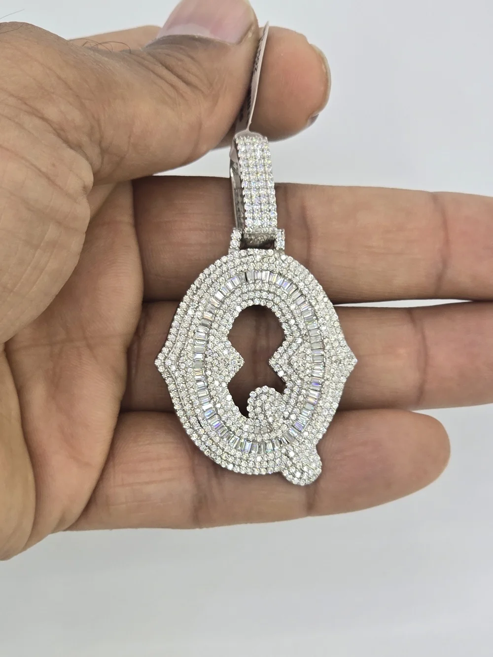 925 Sterling Silver Moissanite Diamond Letter Q pendant